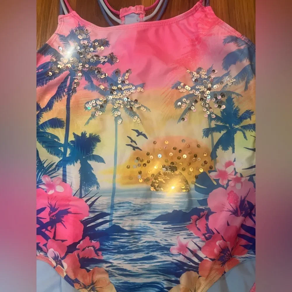 Wonder Nation Pink and Blue One Piece Swimsuit